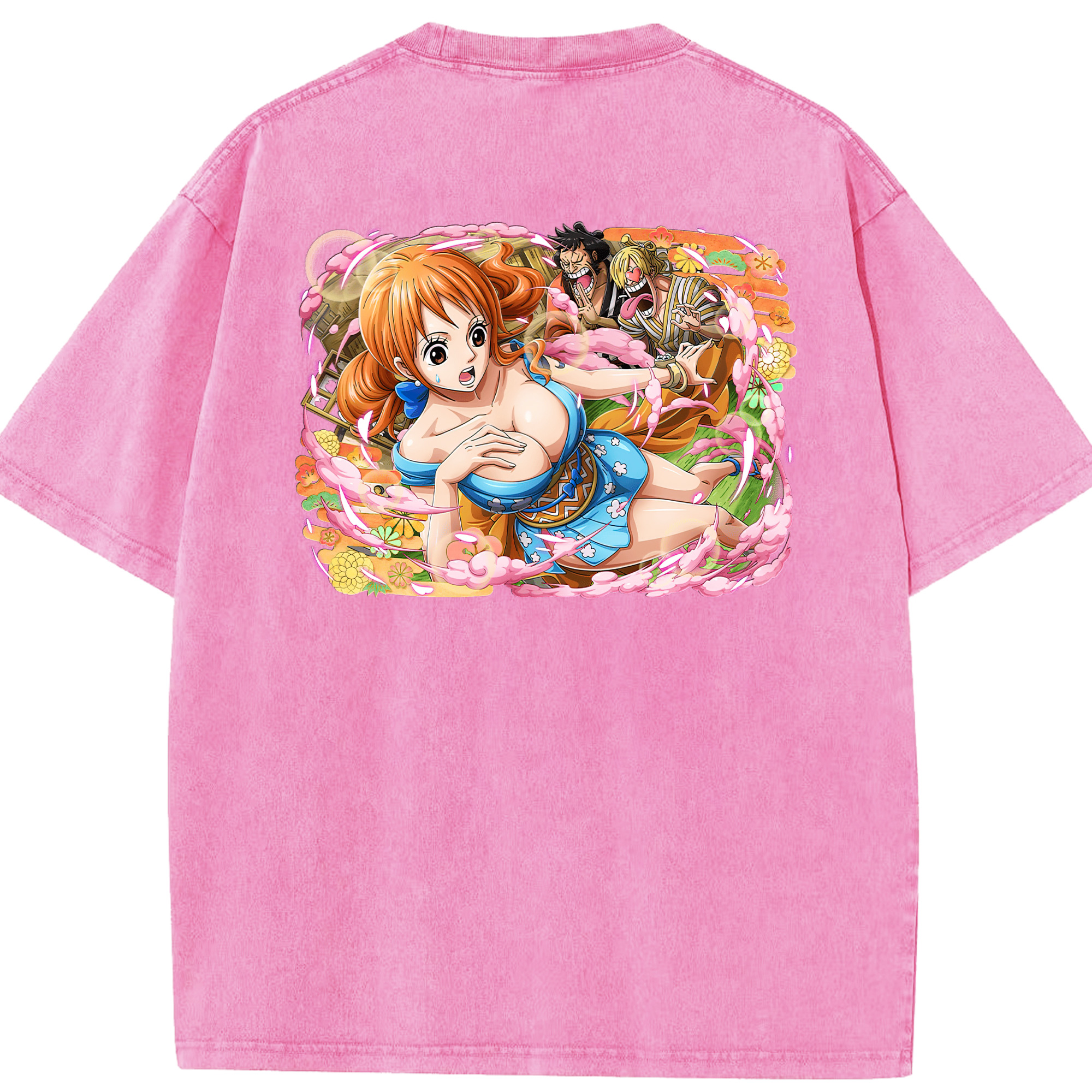 ワンピース ナミ ONE PIECE Nami 綿100% ヴィンテージ風 半袖Tシャツ（背面プリント）